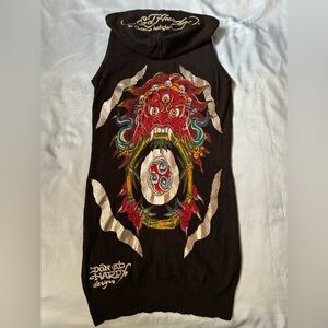 ED HARDY Vintage Y2K Sleeveless Hoodie Size XS